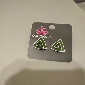 Chic Green Triangle Post Earrings